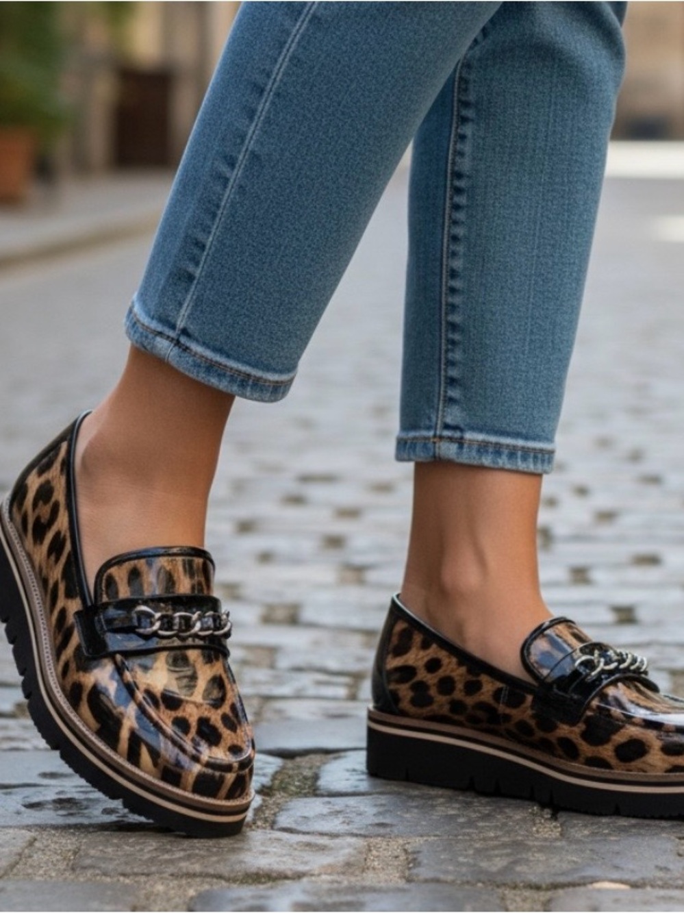 Alex Marie Leopard Print Platform Loafers 7.5